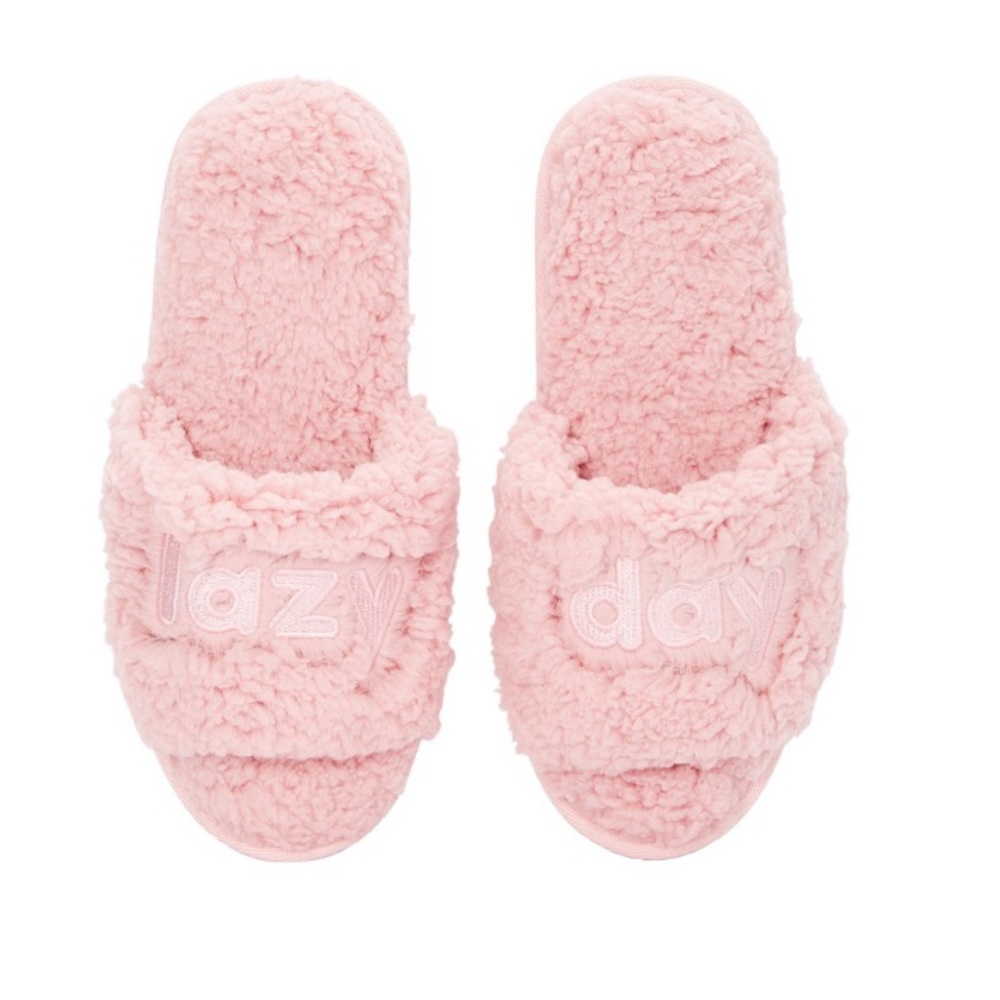 Jenni Lazy Day Faux-Sherpa Slippers